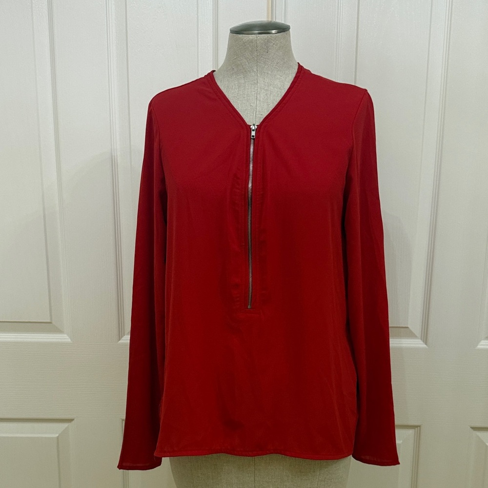 Harlowe & Graham Red Long Sleeve Top with Zipper